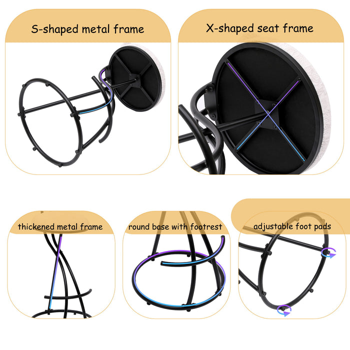 Round Print Bar Stools Upholstered Chairs For Kitchen (Set of 2)