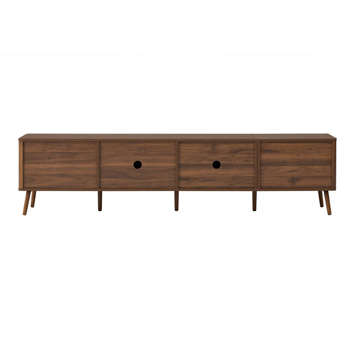 TV Stand For TVs Up To 85" With Fluted Door, Cable Management, Soft-Closing Hinges - Walnut