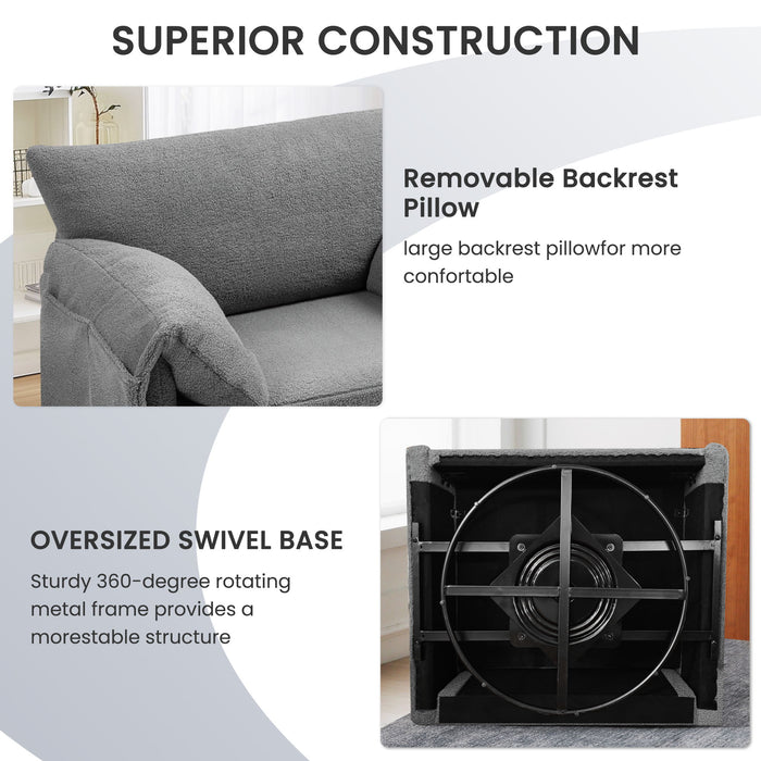 Oversized Swivel Armchair Modern Chair & Single Sofa Lounge, Comfortable Seating For Living Room