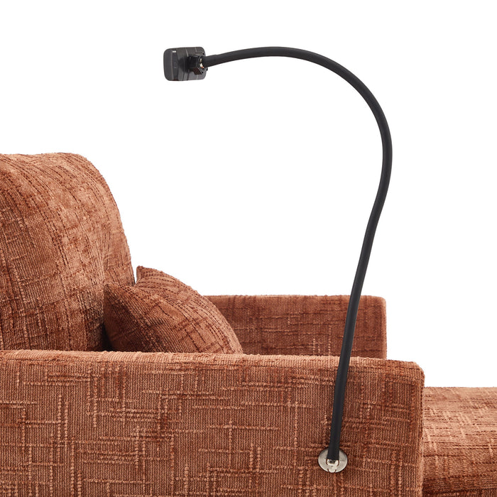 Multifunctional Chenille Recliner Sofa With Storage And Phone Bracket