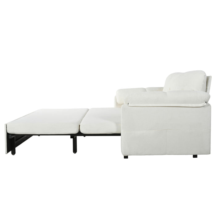 Modern Convertible Sleeper Sofa Bed With Pull-Out Queen Design, Side Storage & Thick Cushions