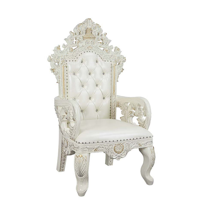 Adara - Arm Chair Set of 2) - Pearl White Synthetic Leather & Antique White