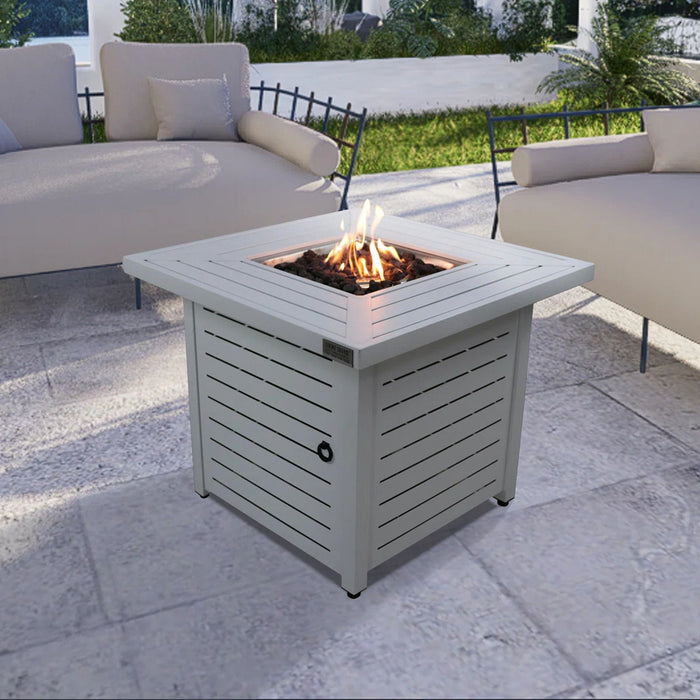 Propane Fire Pit Table - Antique Gray White
