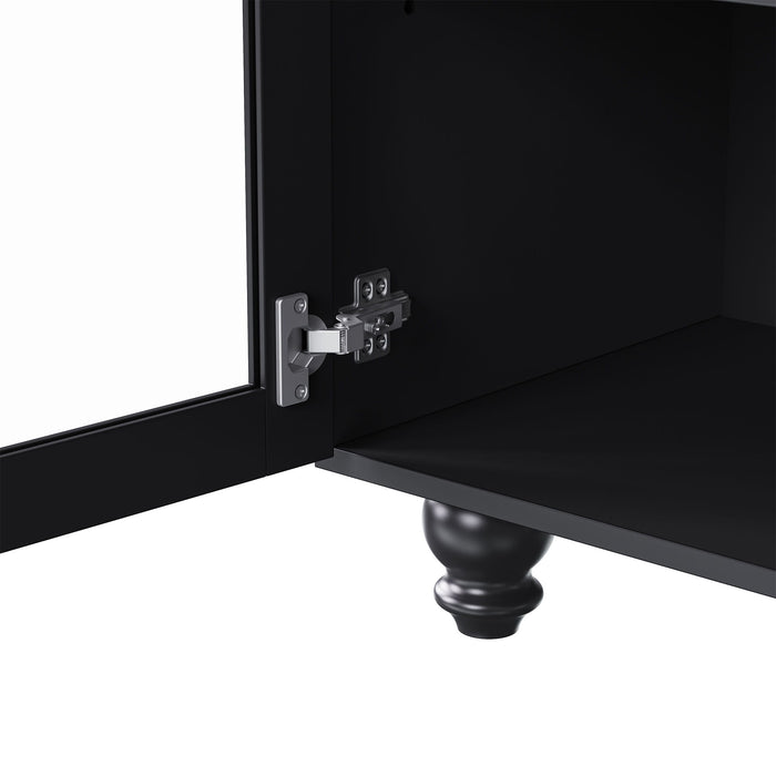 Farmhouse TV Stand With Solid Wood Gourd Shaped Legs For TVs Up To 70"