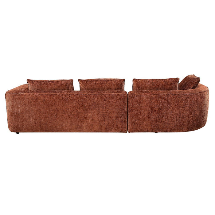 Aceso - Sectional Sofa With 4 Pillows - Rust Brown Chenille