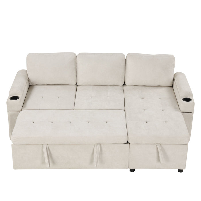 Convertible L Shaped Sofa Couch With Storage, Cup Holders, USB Ports