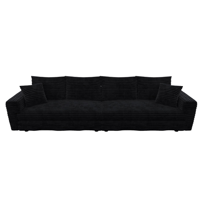 Plush Corduroy 4 Seat Sofa, Modern Comfy Upholstered Sofa Cloud Couch, Deep Seat Couches With Soft Pillows