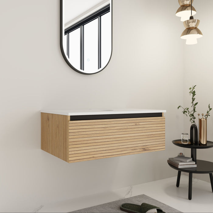 Wall Mounted Bathroom Vanity & 1 Soft Close Drawer (Excluding Sink)