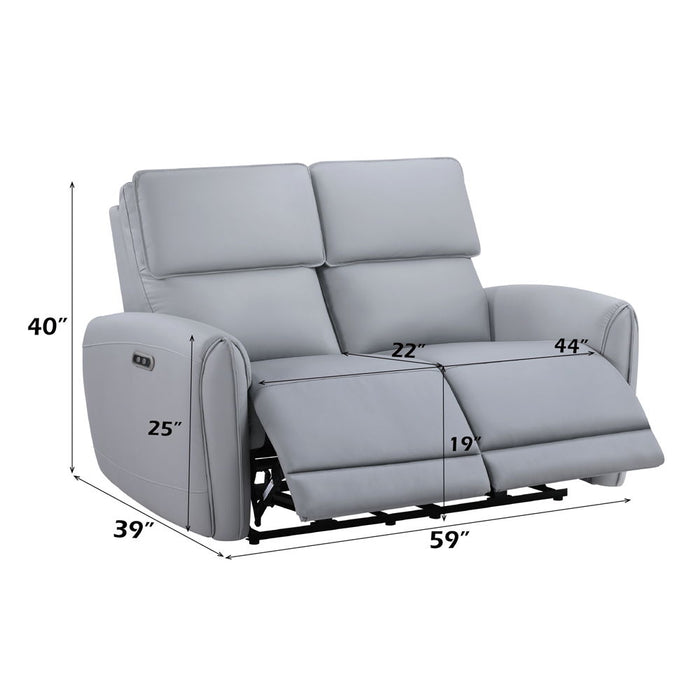 Jeromie - Power Motion Loveseat With USB Port - Gray Synthetic Leather