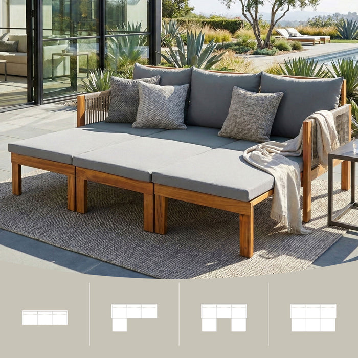 Outdoor 3 Seat Patio Sunbed