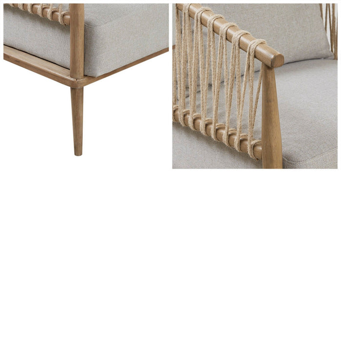 Arm Chair With Open Weave Jute Twine Rope Design - Natural