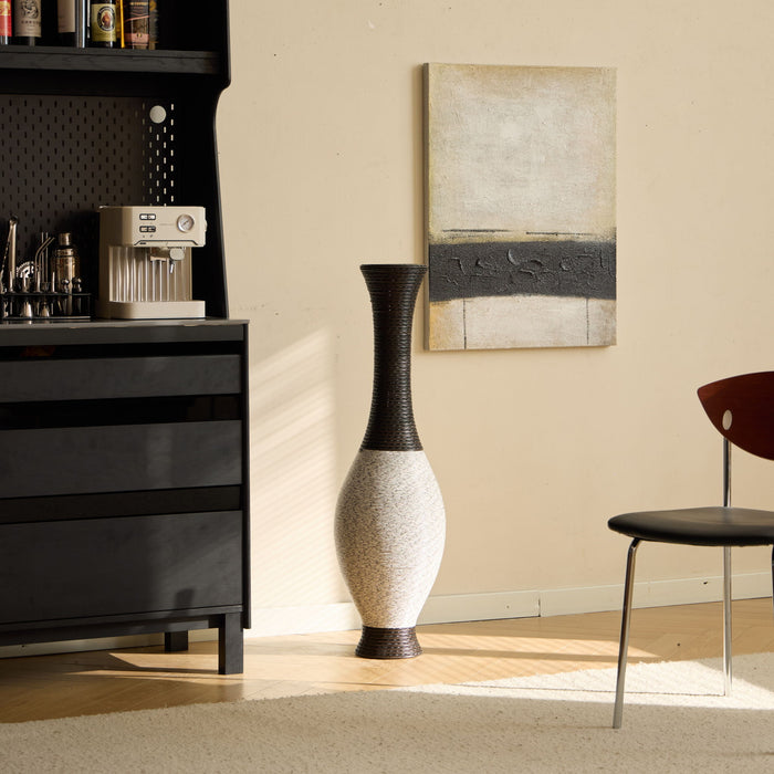 Tall Designer Floor Vase With Elegant 2 Tone