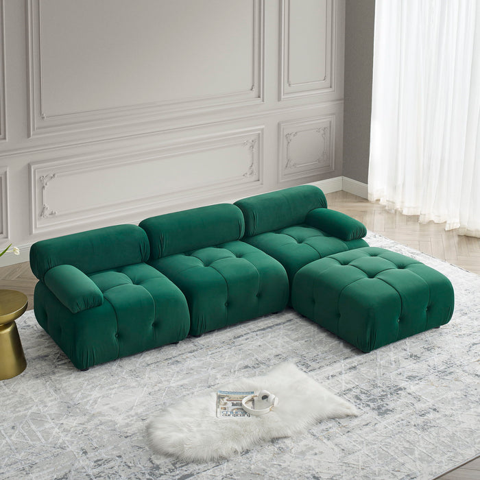 Modular Sectional Sofa, Button Tufted Design With Diy L-Shaped Layout, Reversible Ottoman