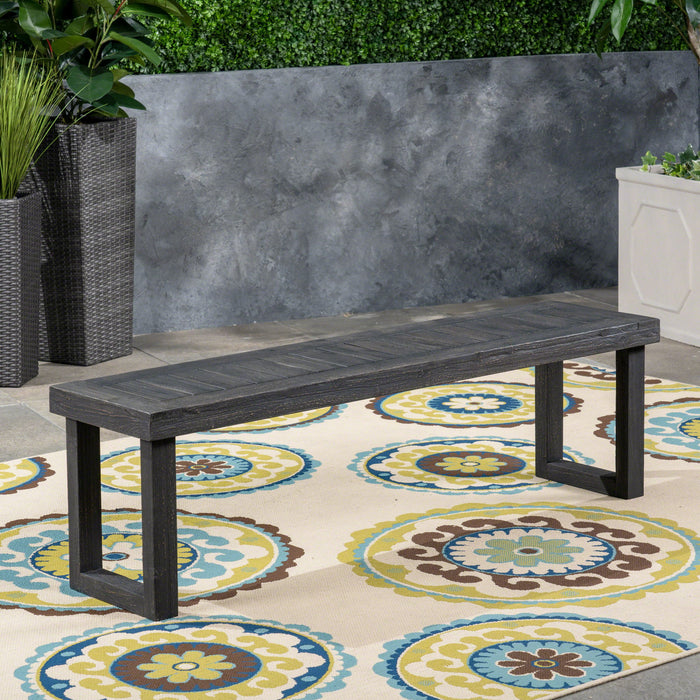 Realm - Outdoor Bench With Slat Panel Top And Base - Dark Gray