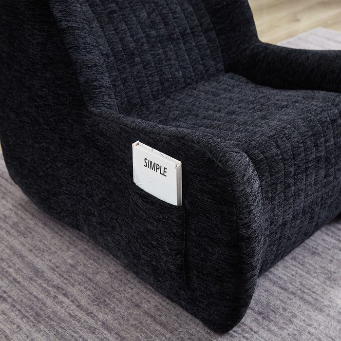 Bean Bag Chair With Armrests Oversized Comfy Beanbag Lounge Lazy Floor Sofa Accent Chair For Living Room - Black