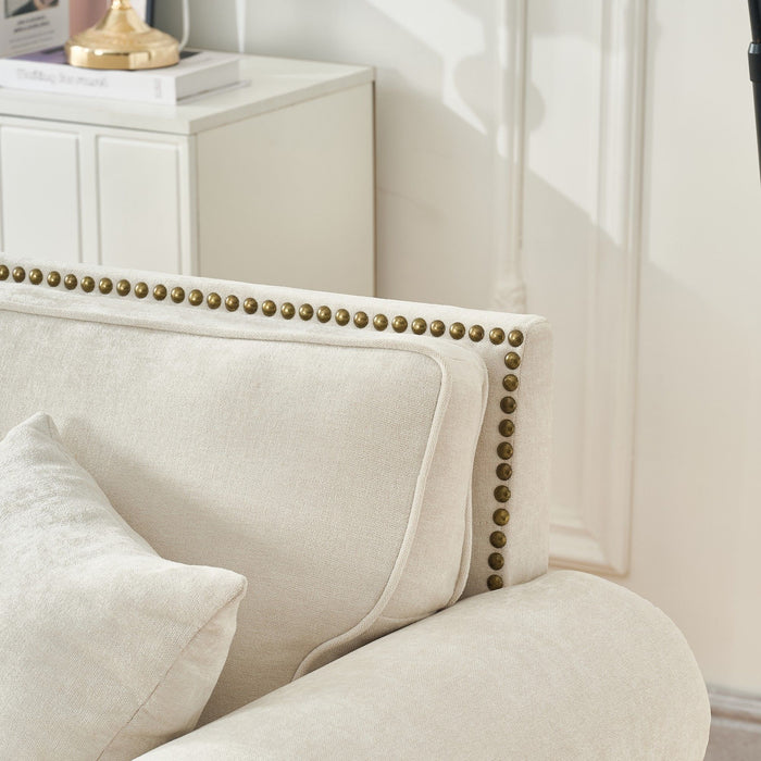 2 Seater Sofa With Rolled Arms, Tufted Upholstered Couch