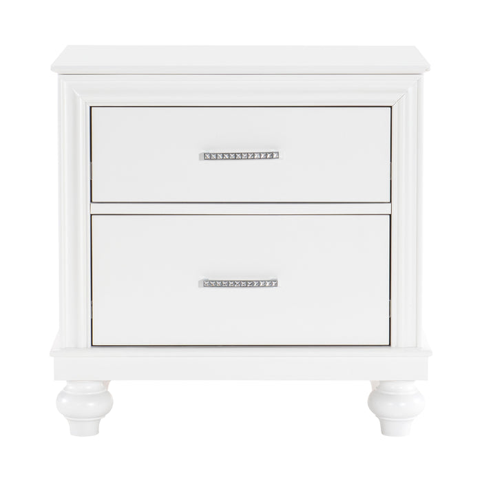 Modern Bedroom Furniture Two Drawers Nightstand 1 Piece White Finish Acrylic Crystal Drawers Wooden Furniture