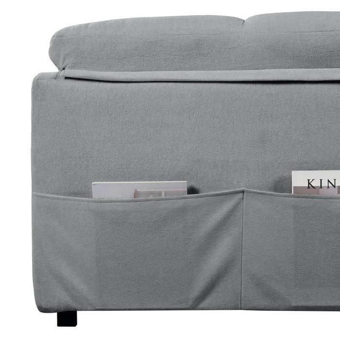 Modern Convertible Sleeper Sofa Bed With Pull-Out Queen Design, Side Storage & Thick Cushions