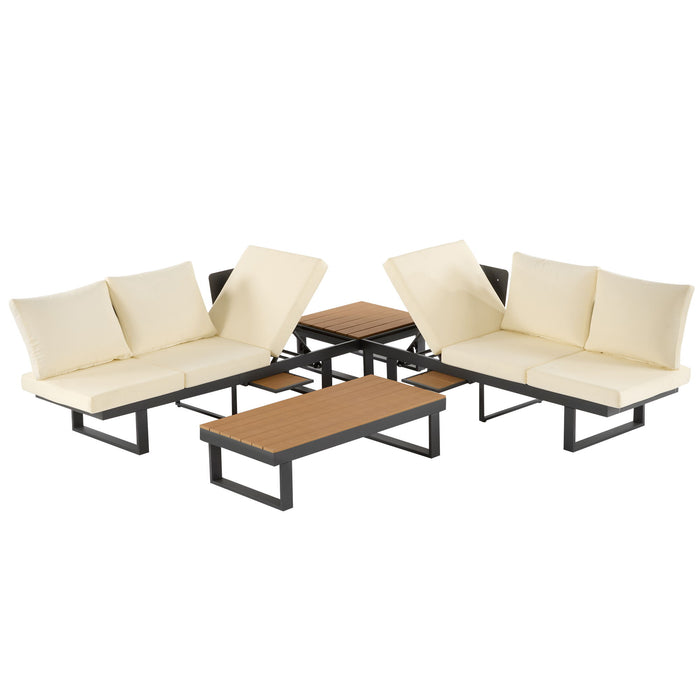 Outdoor Sectional Sofa Set With Adjustable Reclining Seats