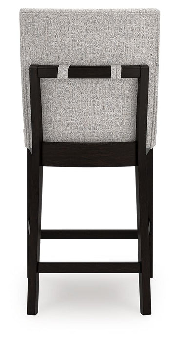 Neymorton - 5 Pc. - Rectangular Dining Room Counter Table, 4 Barstools - Dark Grayish Brown