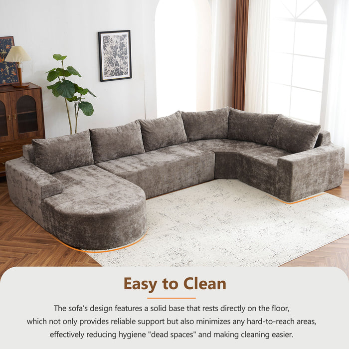 U-Shaped Oversized Modular Cloud Sectional Sofa With Deep Seat For Living Room