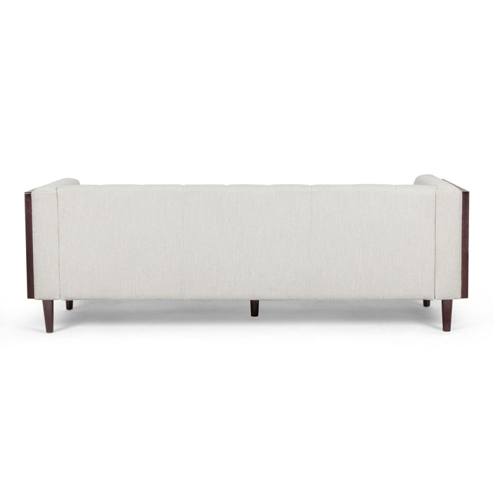 Contemporary Mid-Century Charm 3 Seater Sofa With Button Tufted Waffle Stitching