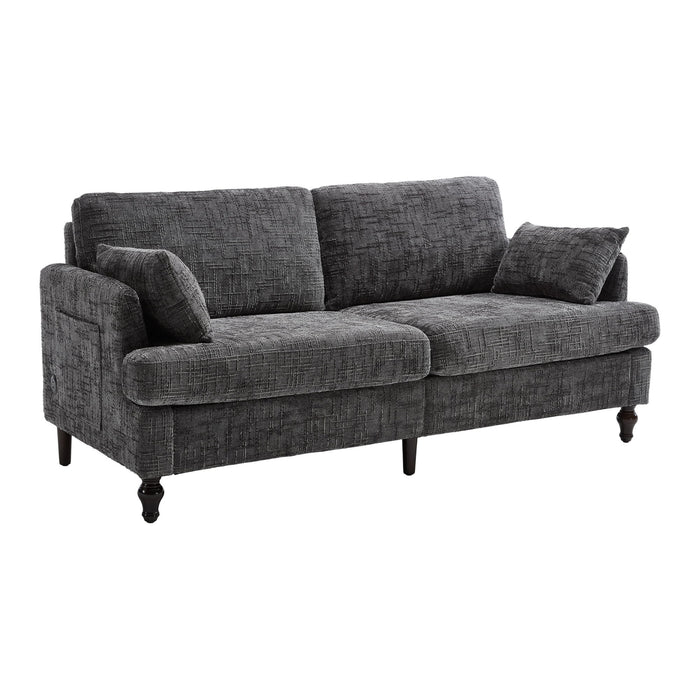 Chenille 2 Seater Sofa With LED Light, USB Charging Port, And Storage Bag
