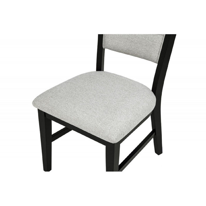 Dining Set With Round Table And 4 Upholstered Chairs - Black / Gray