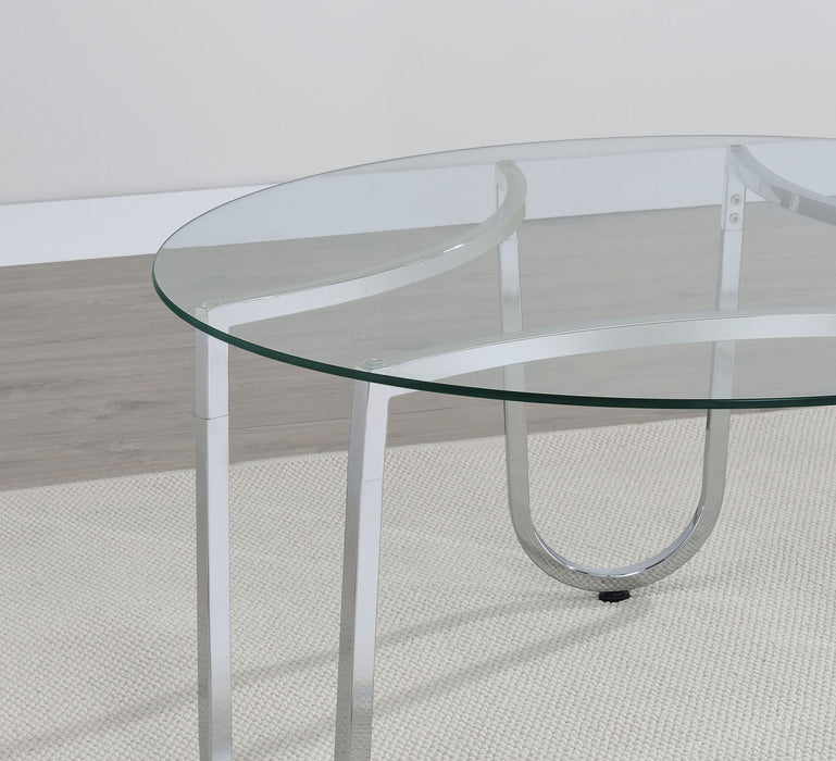 Beller Round Tempered Glass Top End Side Table Chrome