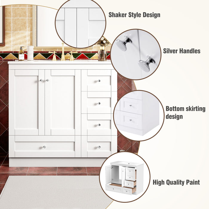 Shaker Free Standing Bathroom Vanity Cabinet With Sink, Soft Close Drawers, Soft Close Doors
