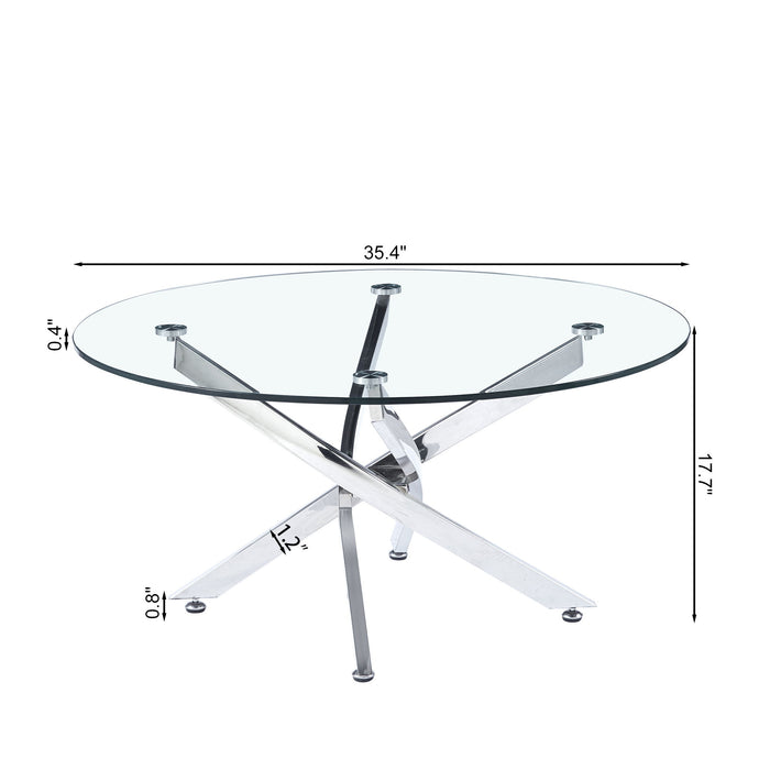 Modern Round Tempered Glass Table With Chrome Legs