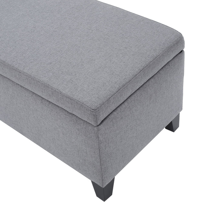 Contemporary Storage Ottoman Bench With Polyester Upholstery