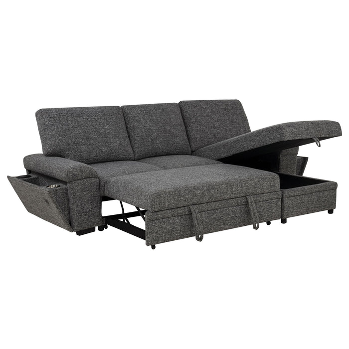 Demko Sleeper Sectional Sofa with Speaker and Storage Chaise Granite