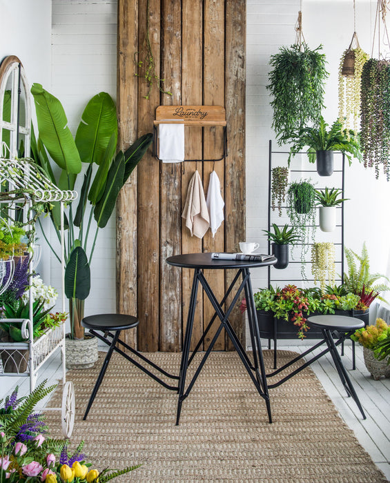 Laundry Rack With Accordion Design - Brown / Black - Black Brown