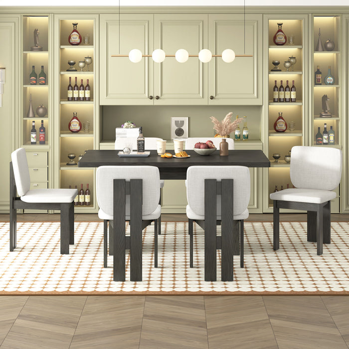 Dining Table Set For 6 With Upholstered Chairs