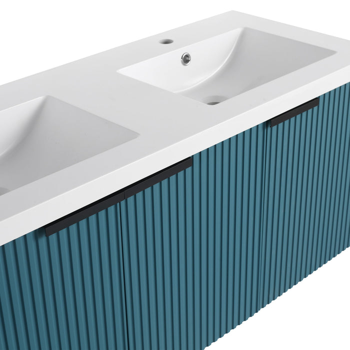 Contemporary Wall Mounted Bathroom Vanity With Resin Double Sink