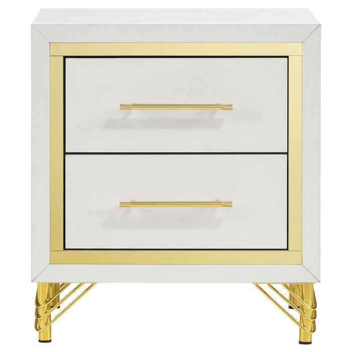 Chesney - 2 Drawer Nightstand With Trim, Bedroom Side Table - White