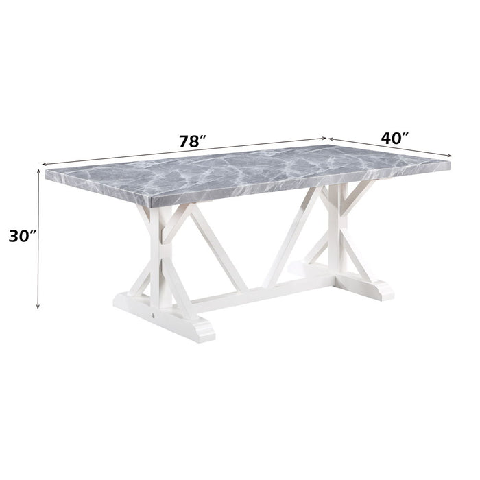 Hollyn - Dining Table With Engineered Stone Top - Engineered Stone & White