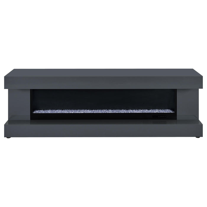 Mallory TV Stand Fireplace Console Bluetooth Speaker Grey High Gloss