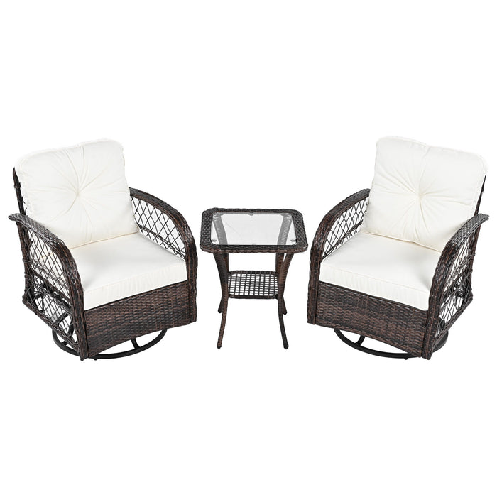 3 Piece Outdoor Chair & Table Set Chat Set, 2 Person Rattan Seating Group