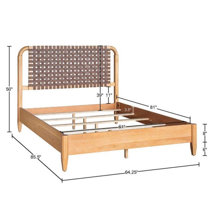 Queen Bed With Caramel Maple Wood - Natural