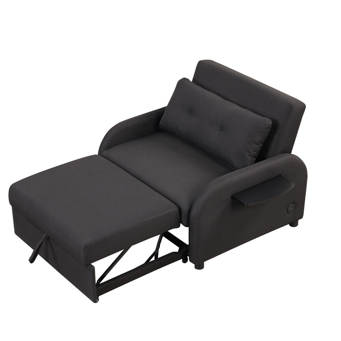 Versatile Pull Out Sofa Sleeper 3 In 1 With Wing Table & USB Charge, Compact Design