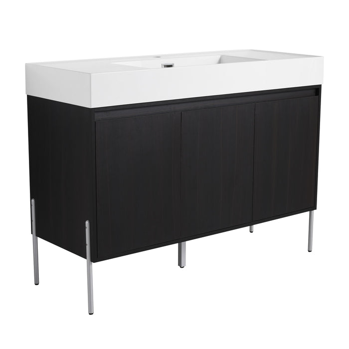 Freestanding Bathroom Vanity With Resin Sink And Storage Cabinet