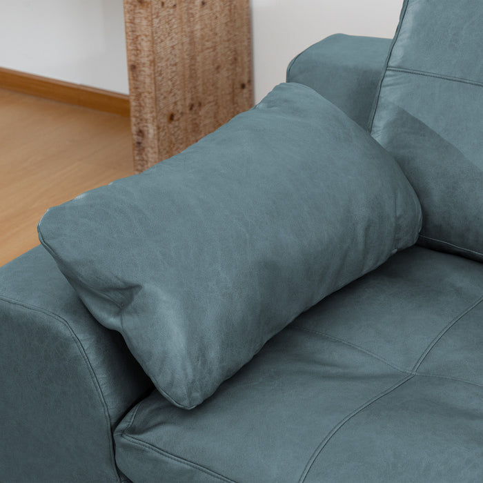 L - Shaped Modular 2 Seater Sofa With Movable Ottoman And High Density Sponge Cushions For Living Room