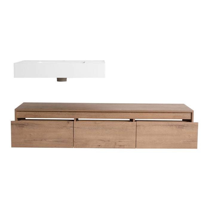 Modern Wall Mounted Bathroom Vanity With Resin Sink And Soft Close Drawer
