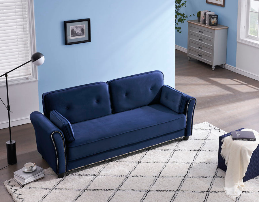 Sofa Armrest With Two Pillows - Blue