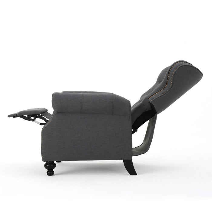 Accented Push Back Recliner Chair With Rolled Arms, Enjoy Cocooning Comfort