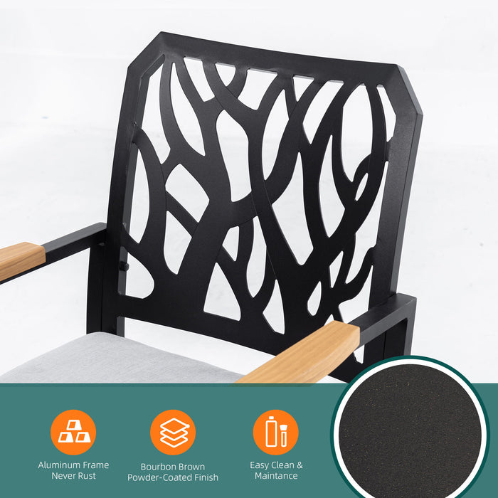 Outdoor Patio Swivel Rocker With Outdoor Grade Sunbrella Cushions, Branch Like Backrest (Set of 2) - Bourbon Brown