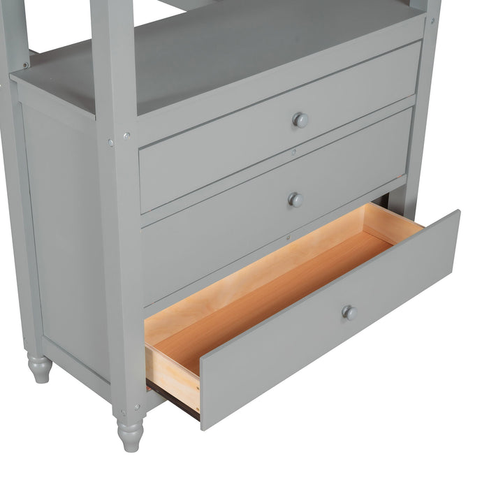 Loft Bed With Drawers With Desk And Shelves