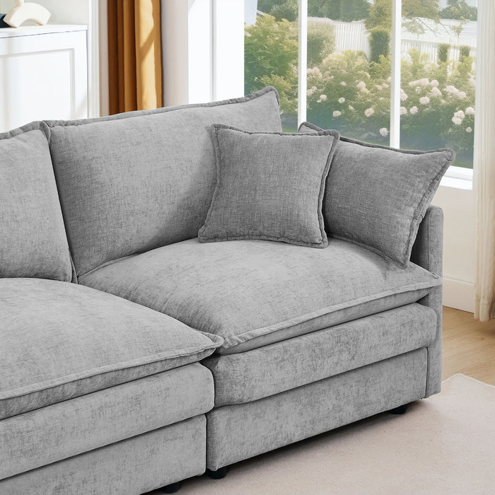 Contemporary Modular Sectional Sofa Set With Movable Ottoman